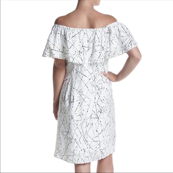 NWT Black & White Printed off the shoulder dress - Picture 2 of 5